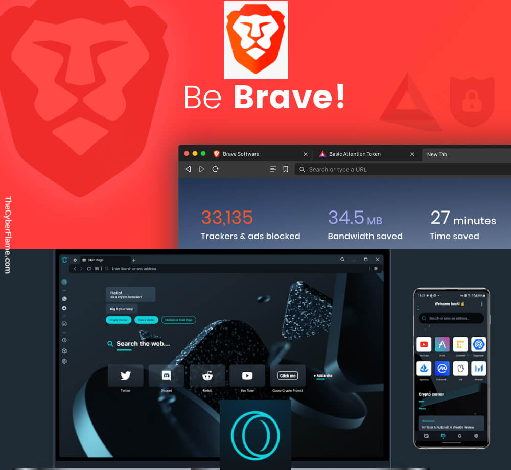 2 Best Web 3.0 Browsers  - Browse WEB 3.0 Internet.  Brave Browser and Opera Crypto Web Browser. Two Best Web 3.0 Browsers 